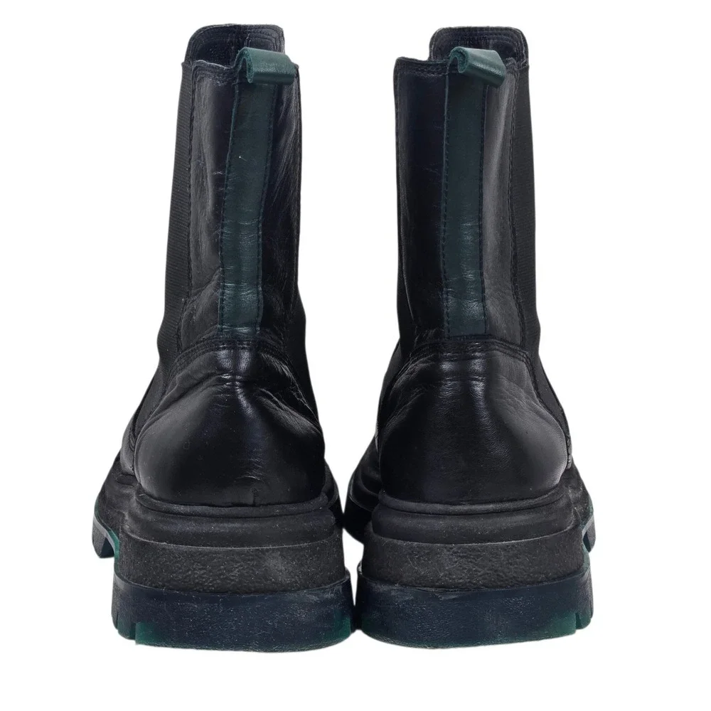 Steve Madden Klyde Chelsea Boots Black Leather Green Clear Sole Goth Chunky 9.5